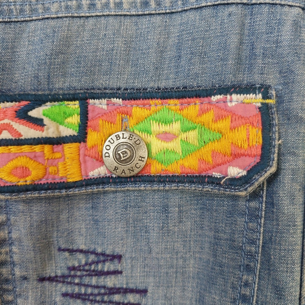 Double D Ranch Tencel Linen Southwestern Aztec Embroidered Jacket Size Medium - Picture 3 of 9